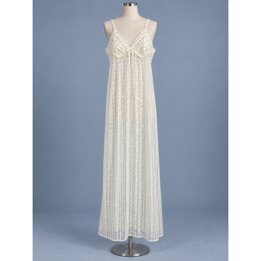 Vintage Gilligan O'Malley Nightgown Women S White Lace Sheer Bridal Cottagecore